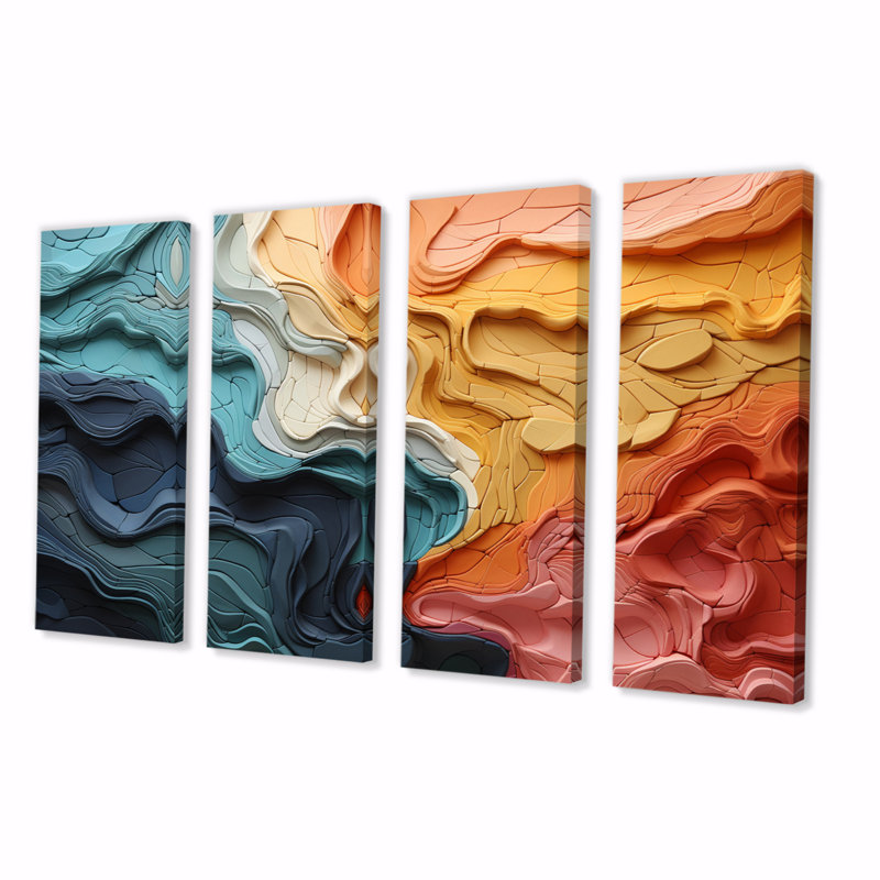 Biomorphism Organic Forms IV - Modern Wall Art Print - 4 Panels