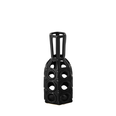 Vase de table cylindrique en céramique noire