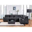 Canapé modulaire contemporain en chenille gris, réglable, ports de charge, poches, canapé modulaire avec coussins personnalisables