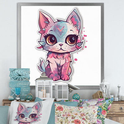 " Pink Cute Kitten Cat Illustration "