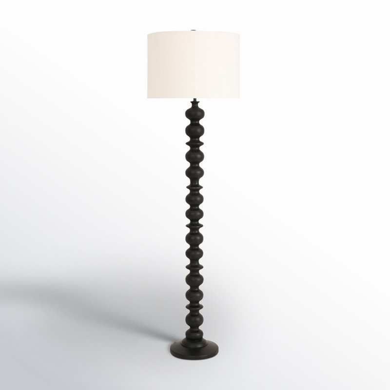 Loreto 52'' Black Solid Wood Floor Lamp with White Cotton Shade