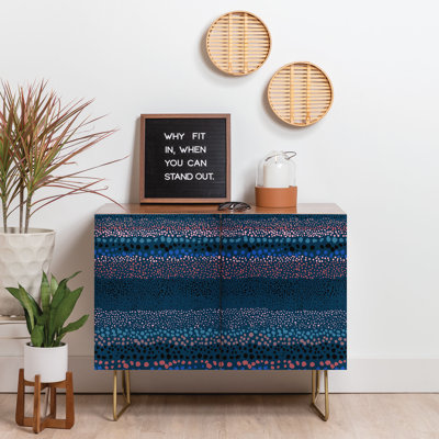 Ninola Design Little Textured Dots Navy 2 Door Credenza Cabinet
