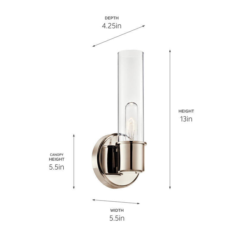 Jaheir Steel Armed Sconce, Polished Nickel