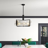  5-Light Pendant In Matte Black With Warm Brass Accents