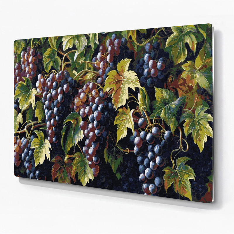 Art mural en métal fruitier raisin mauve, H 11 po x l 14 po