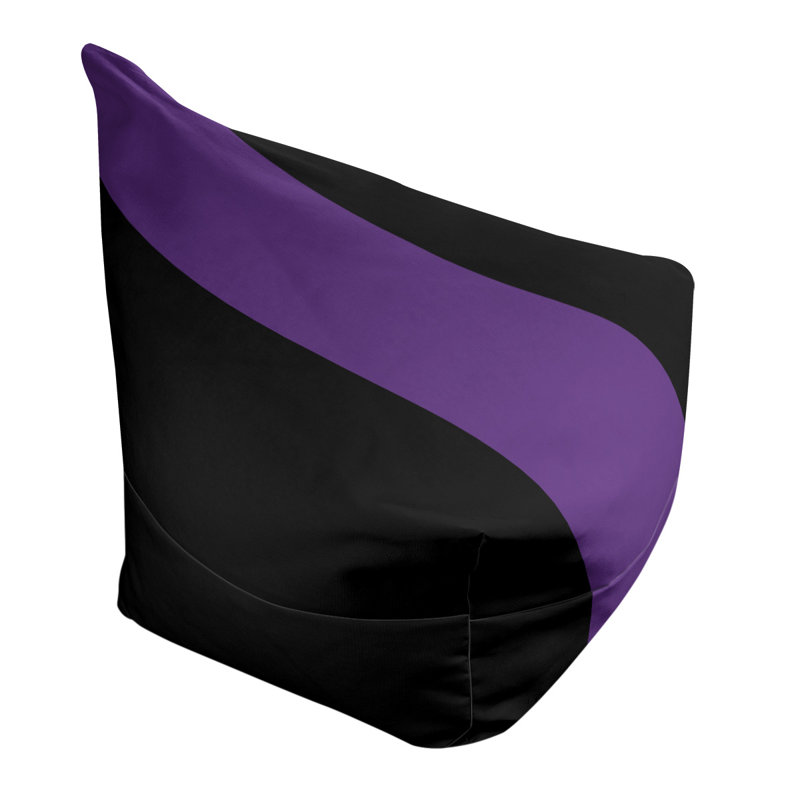 Sacramento Bean Bag Chair & Lounger, 31" x 38" x 42", Black/Purple/Slate Gray