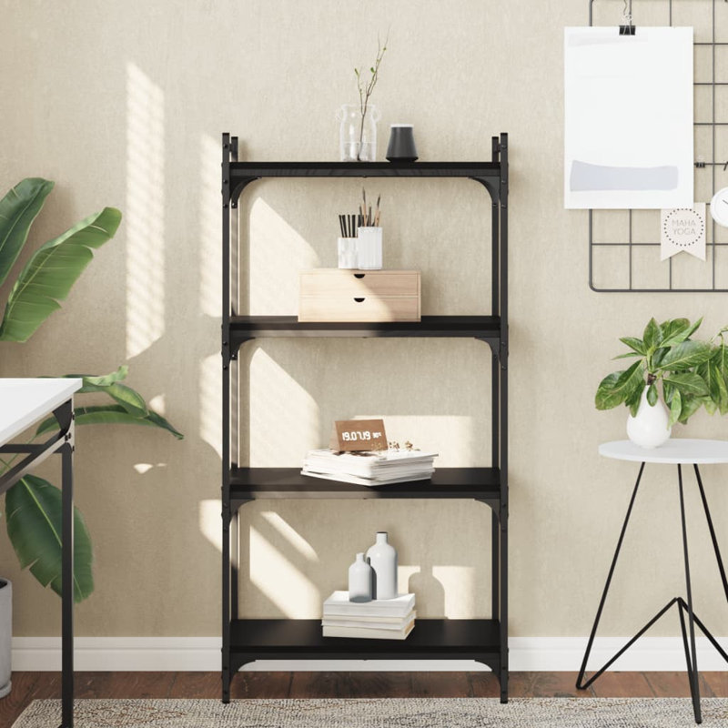Abdulbasit 120cm H x 30cm W Metal Standard Bookcase, Black, 120cm H x 30cm W x 60cm D