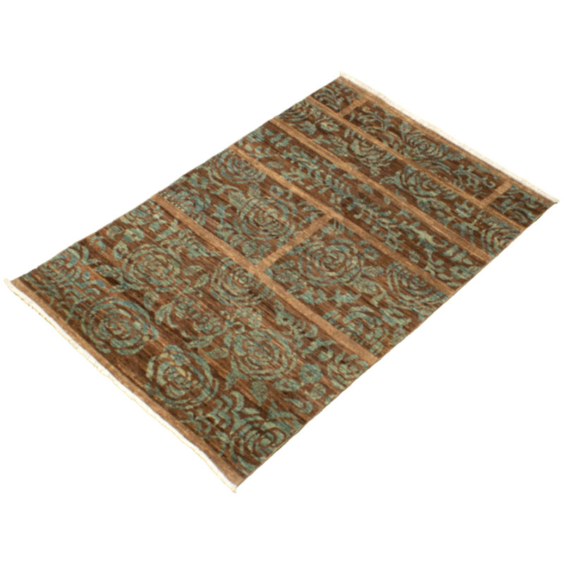Tapis unique brun foncé en laine noué à la main de style nouvel âge 18/20 3 pi 10 po x 5 pi 7 po