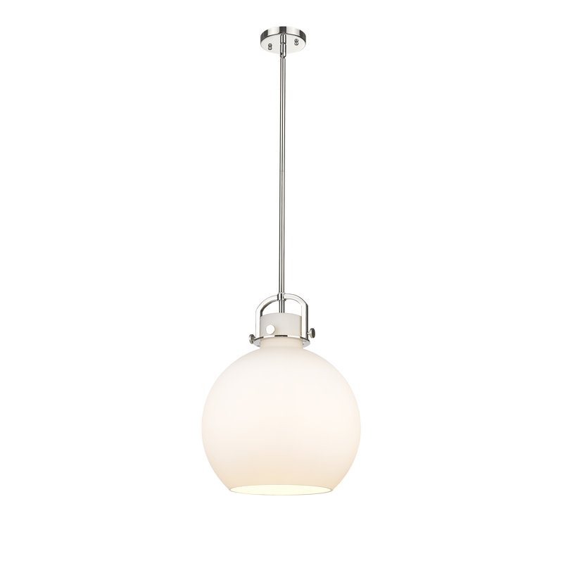 Luminaire suspendu à 1 tige Sligo, H 17,63 po x l 14 po x P 14 po, Blanc, Nickel poli