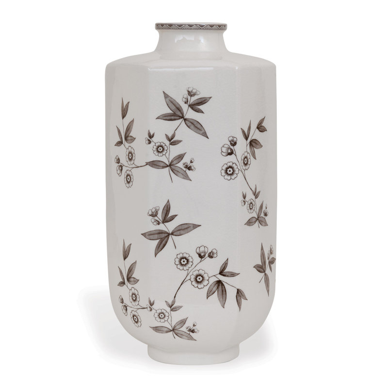Vase de table en porcelaine 20 "Temba, Blanc / Brun