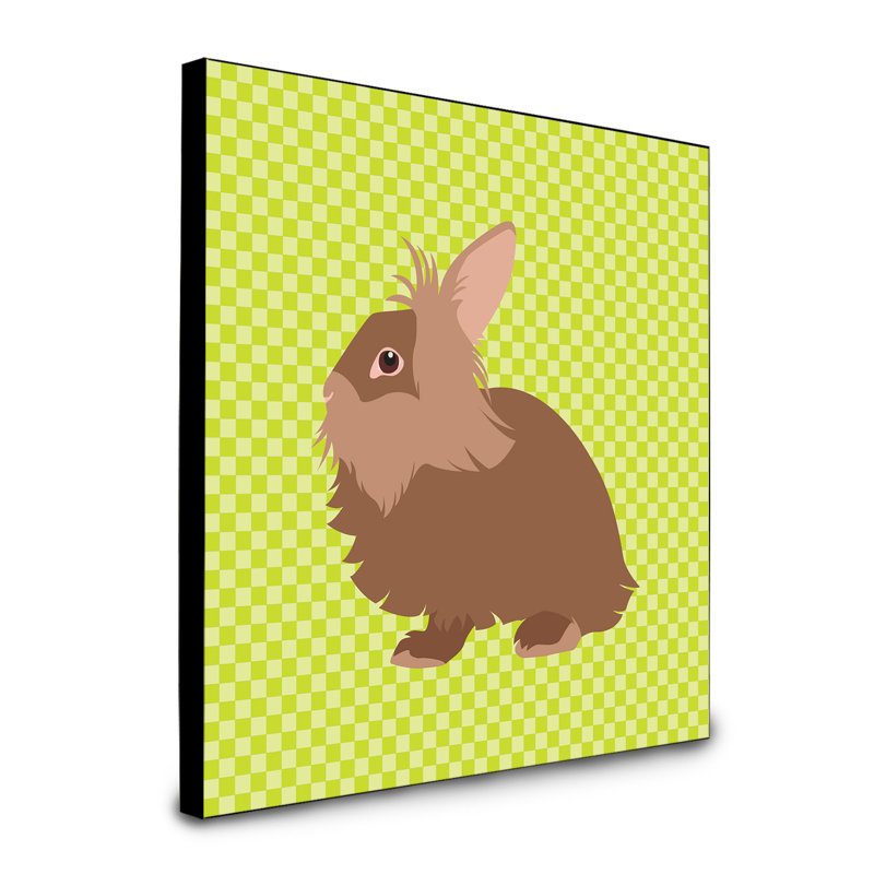 Panneau mural d’art de lapin lionhead Drossett, Vert