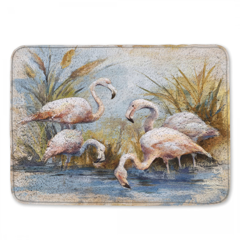 Tapis de bain Flamants dans l'eau, L 34 po x L 21 po