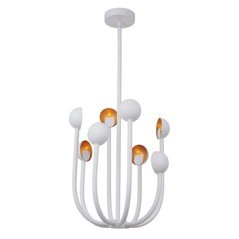Lustre géométrique unique à 8 lumières Keeter, Blanc