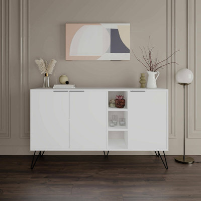 Jaycee 142 Cm Wide Sideboard | Stylish Storage Cabinet with Metal Hairpin Legs