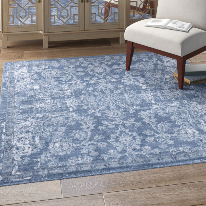 Tapis oriental bleu Charters Towers, Carré 6 pi 1 po