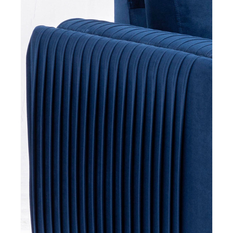 Fauteuil en velours bleu profond relaxant avec matériau de 37,24 po Largeur des pieds élégants
