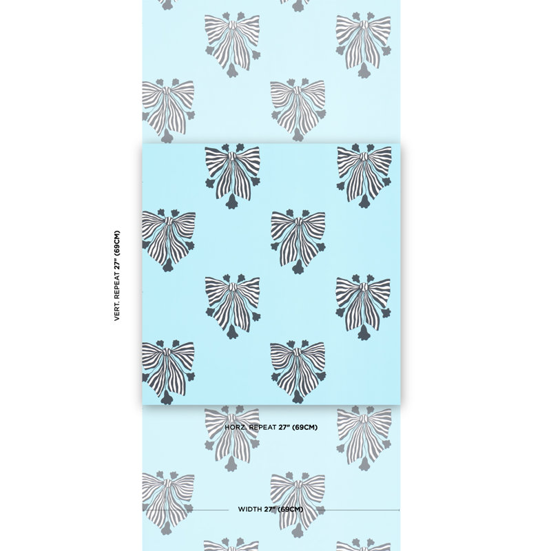 Schumacher x Marian Mcevoy Bow-Wow-Wow Wallpaper, Aqua