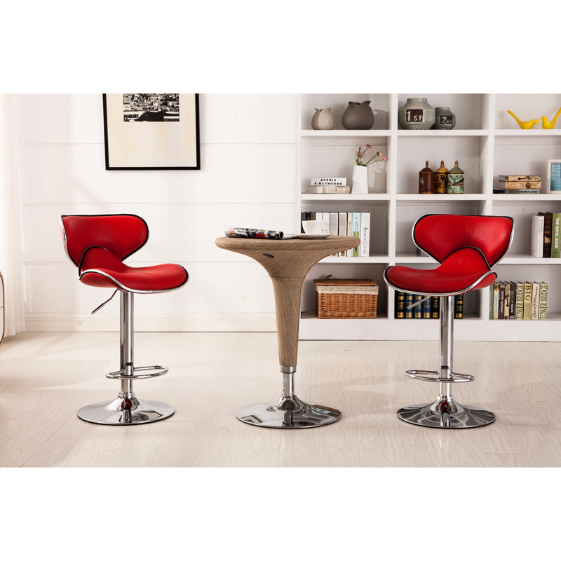 Rouge avec fonction pivotante à 360 degrés, base de 2 et similicuir, base réglable en hauteur, pivotante, siège, modernisation contemporaine