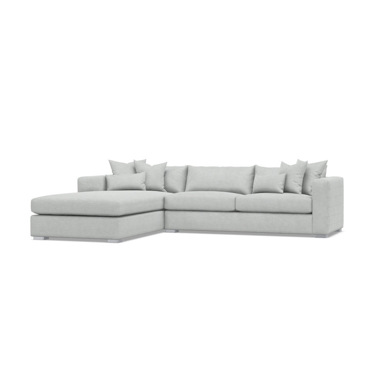 Chaise Sectional, Left Hand Facing, Gray Polyester Blend