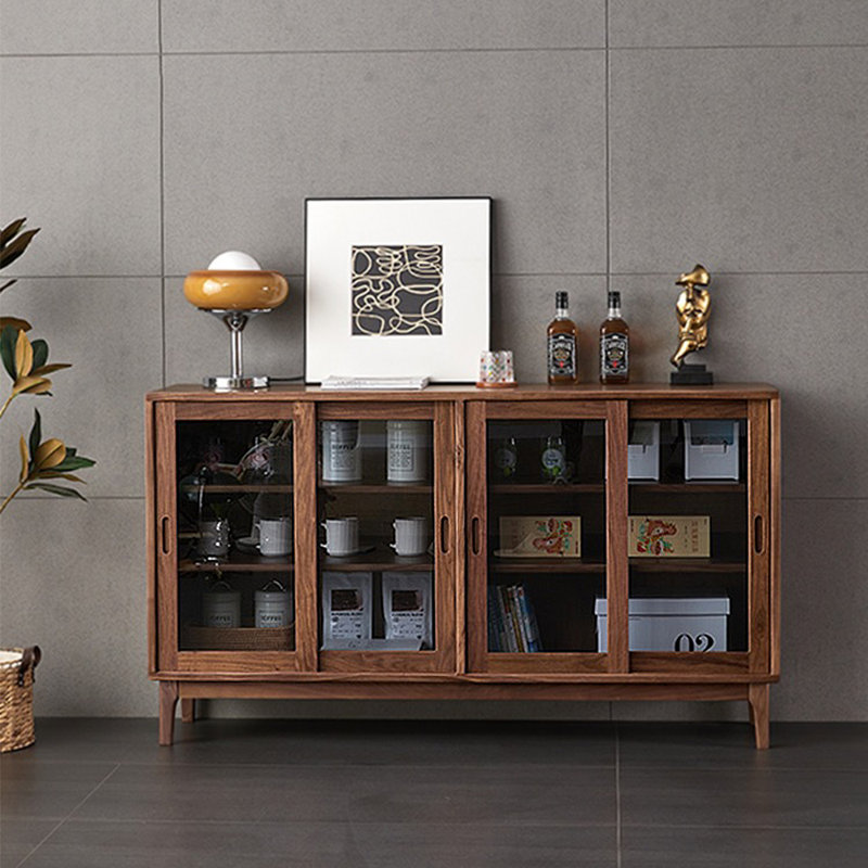 Buffet nordique minimaliste en verre, 35.43" H x 62.99" W x 15.75" D