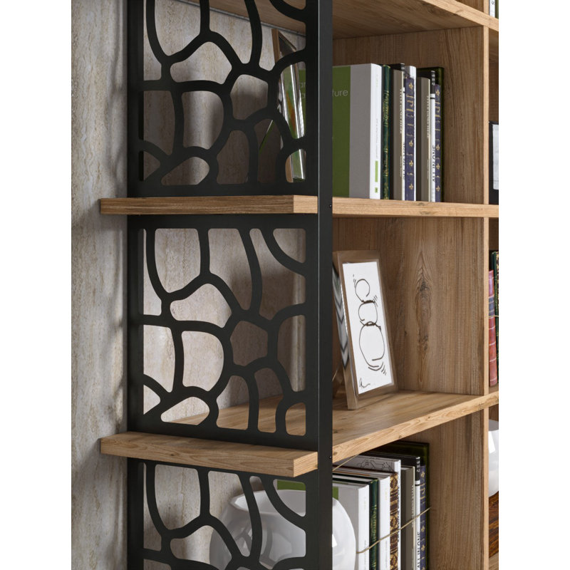 Stylish Atlantic Pine Bookshelf, 47.2 x 57.1 x 9.8 inches | 100% Chipboard with Metal Edges, 18 mm Thickness | Wall-Mountable Design with Numerous Shelves | Perfect for Home Office, Living Room & Study