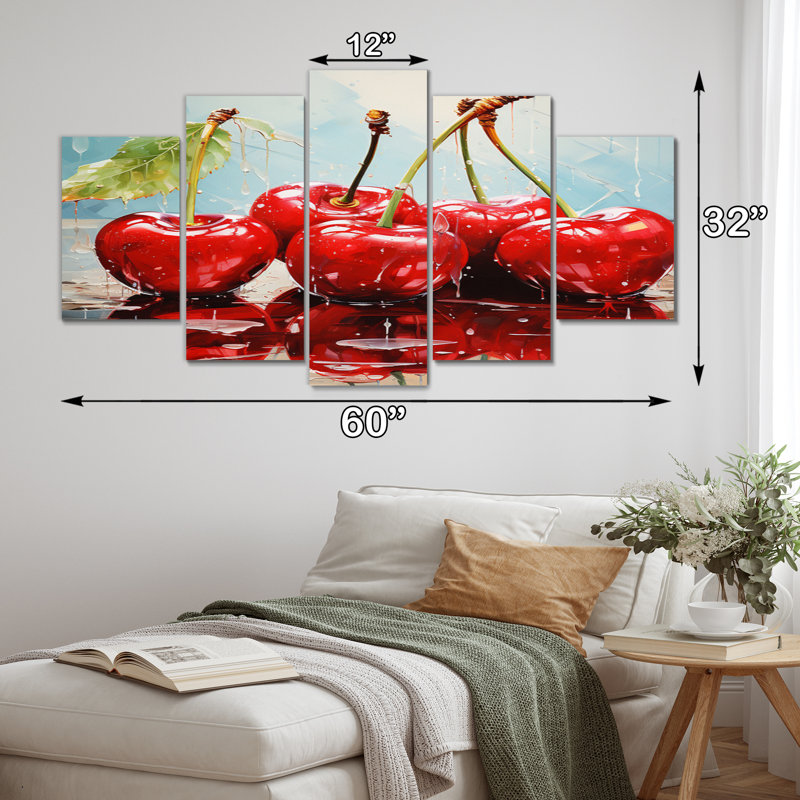 «Fruit Abstract Cherry Expressive I» sur toile, reproduction de 5 pièces