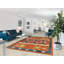 Tapis oriental marocain orange en laine 7 x 10