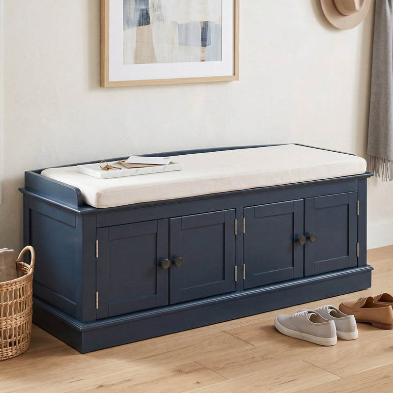 Banc de rangement pour chaussures 43 po avec banc d'entrée, Bleu
