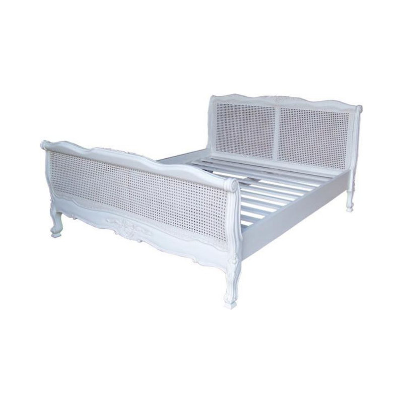 Hellenic Solid Wood Bed, Kingsize (5'), Antique White