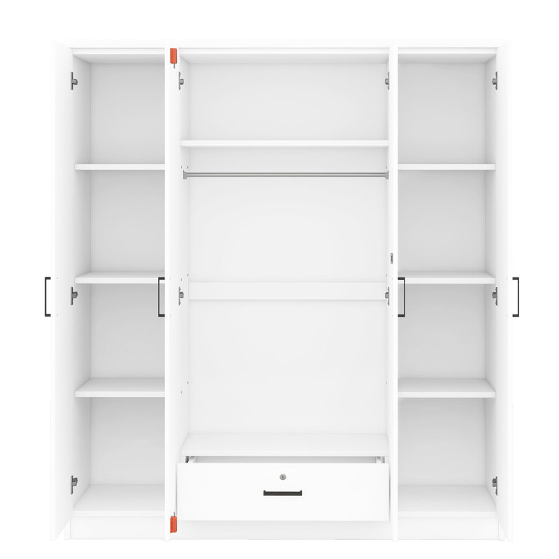 Armoire blanche à 4 portes avec 1 tiroir - Optimisez l'espace de rangement dans la chambre à coucher