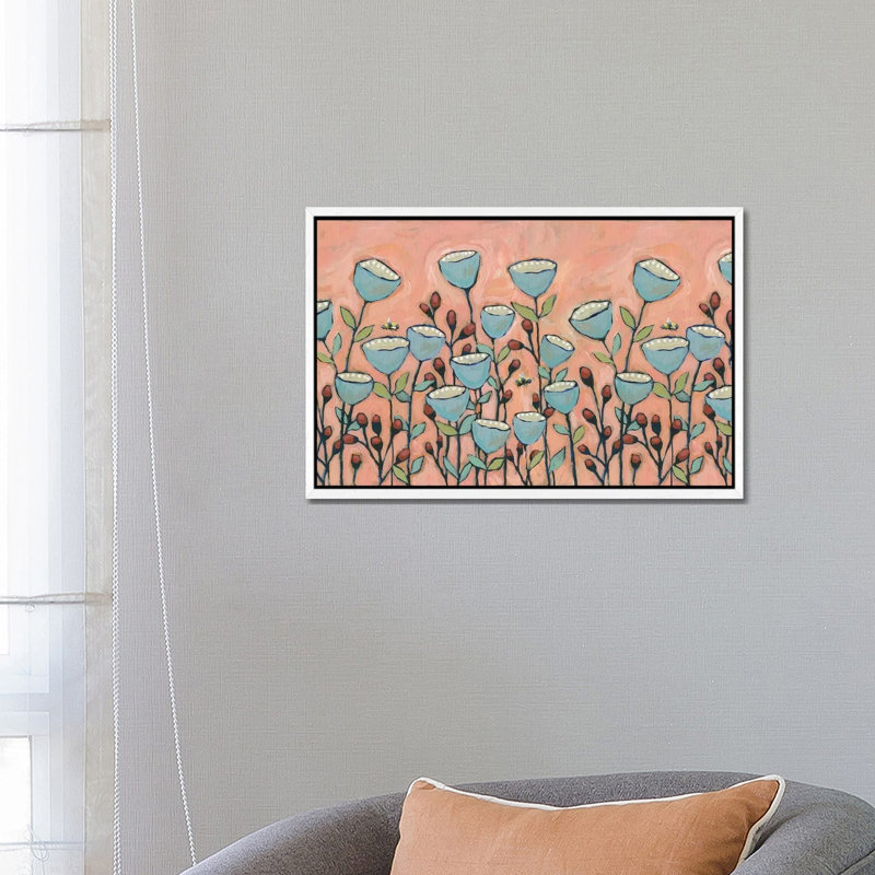 Floral XXVI by Teresa Kogut - Painting on Canvas, White Framed, 45.72cm H x 66.04cm W x 3.81cm D