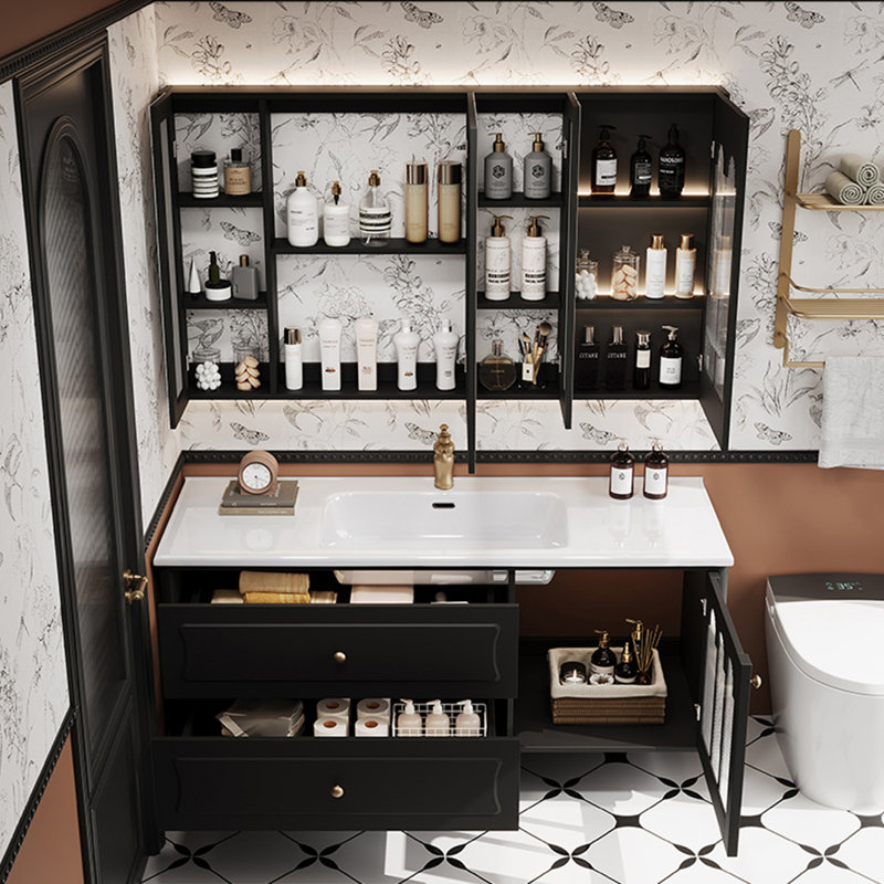 Armoire de salle de bain style rétro français luxueux, H 19,6 po x l 47,6 po x P 19,6 po
