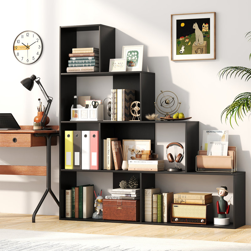 162cm H x 153cm W Step Bookcase, Black