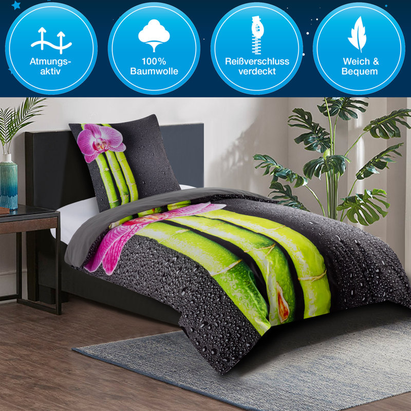 Cotton No Pattern Duvet Cover Set with Pillowcases Included