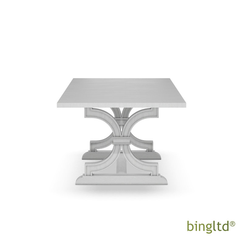 Chalk Finish Solid Parawood Extendable Rectangle Dining Table