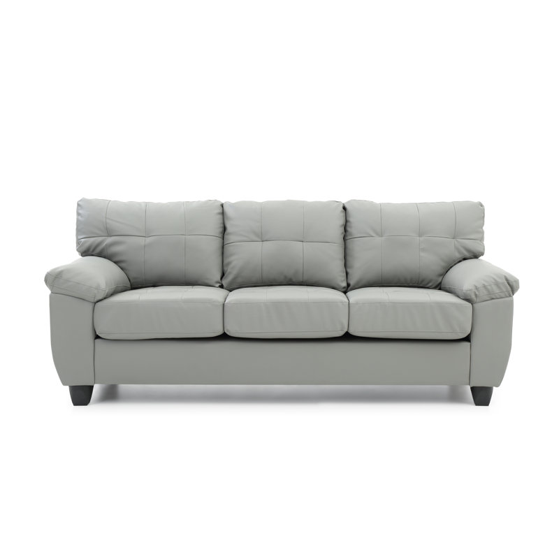 Moran 78'' Faux Leather Sofa, Gray Faux Leather
