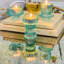 Bougeoirs et bougeoirs en verre doré rose côtelé Kate Aspen (6 tailles assorties)-87743824