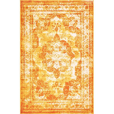 Sandrine Ikat Area Rug in Orange