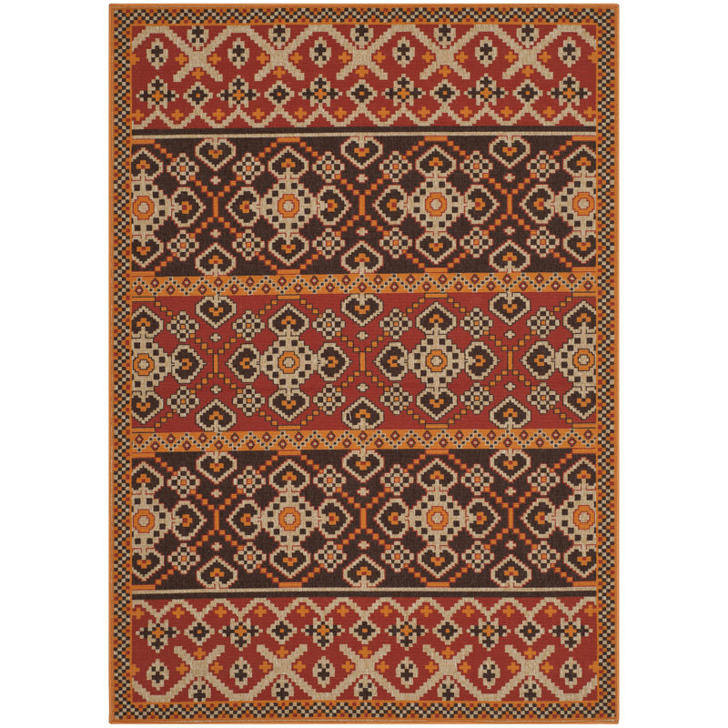 Ramsgate Looped Red/Chocolate Indoor/Outdoor Rug, Rectangle 122 x 170 cm