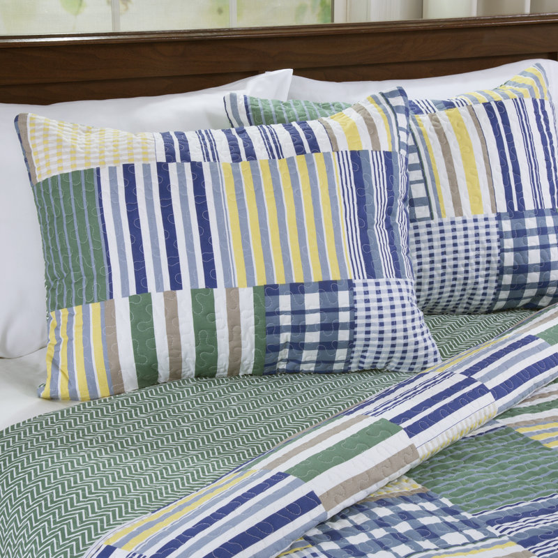 Ensemble de courtepointe avec taie décorative - Patchwork classique avec couvre-oreiller - Literie légère lavable à la machine