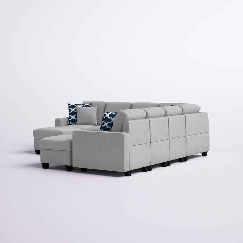 Canapé modulaire réversible avec repose-pieds Aracena, Gris clair