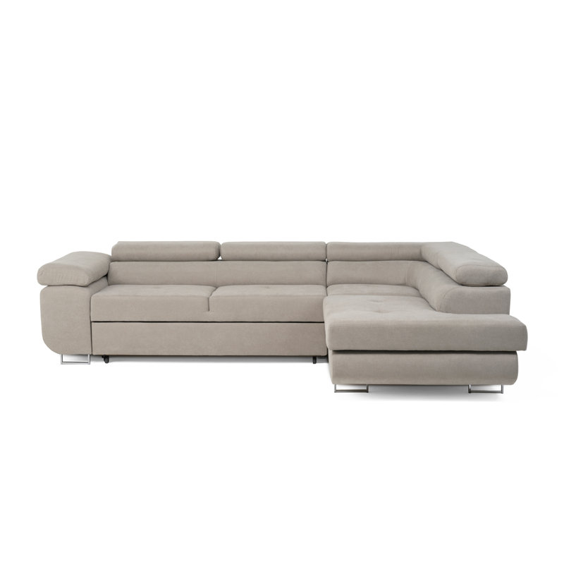 Flavius Corner Sofa Bed, Cream, Right Hand Facing