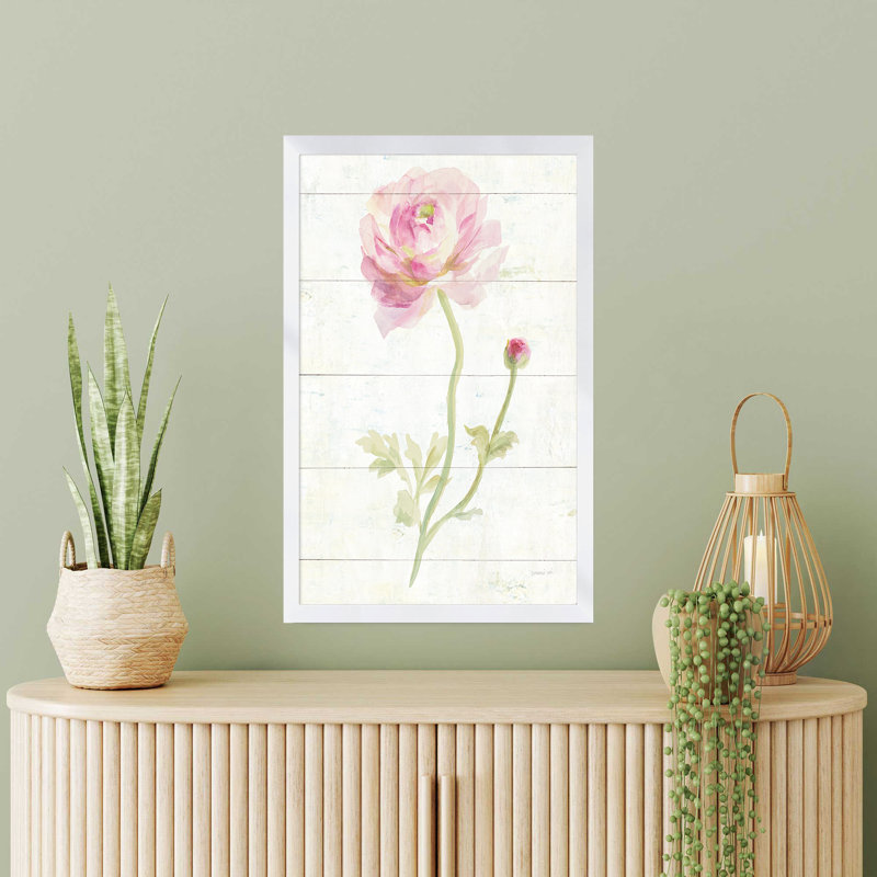 «June Blooms I», reproduction de peinture acrylique, H 39,5 po x l 27,5 po x P 0,75 po, Cadre blanc