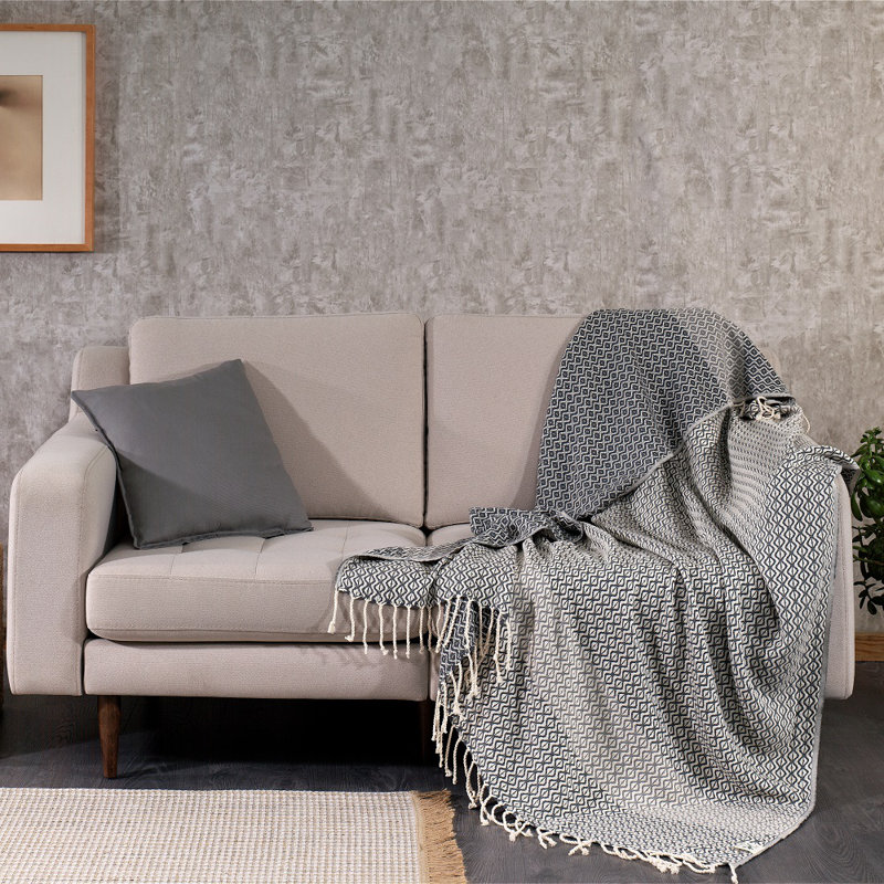Hand Woven Throw Blanket, Grey