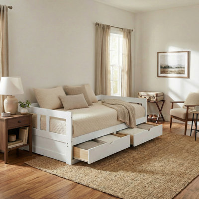 Melody Twin to King Extendable Day Bed with Storage, White