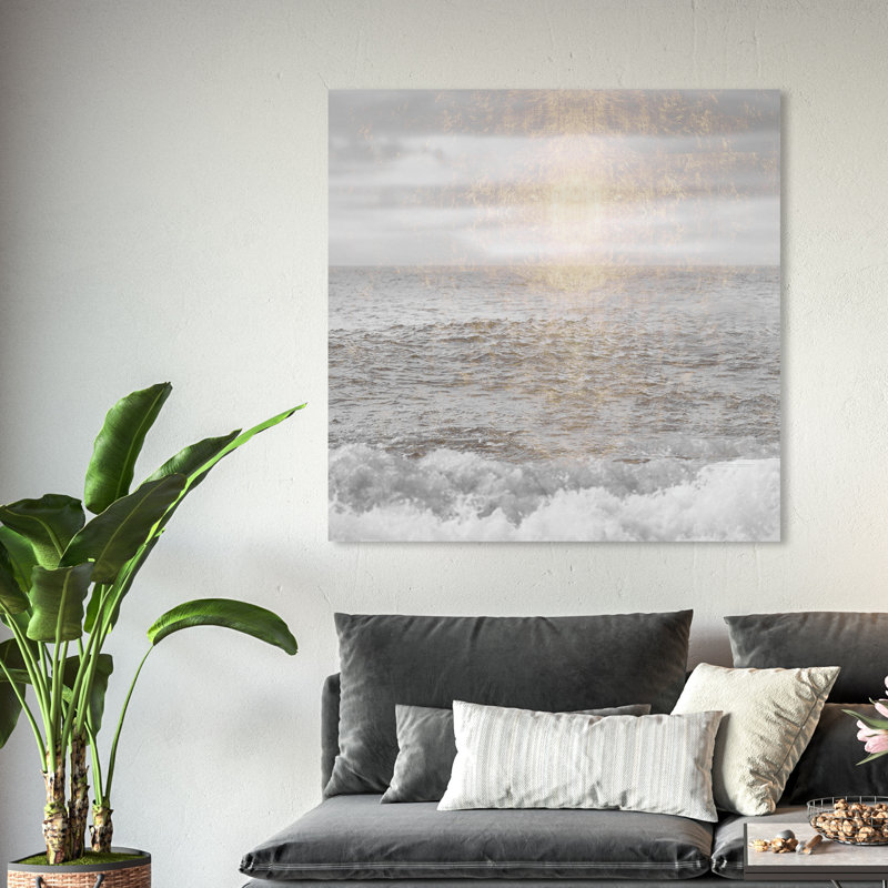 «Water Grey Sea Coastal», impression sur toile, Toile tendue, H 40 po x l 40 po