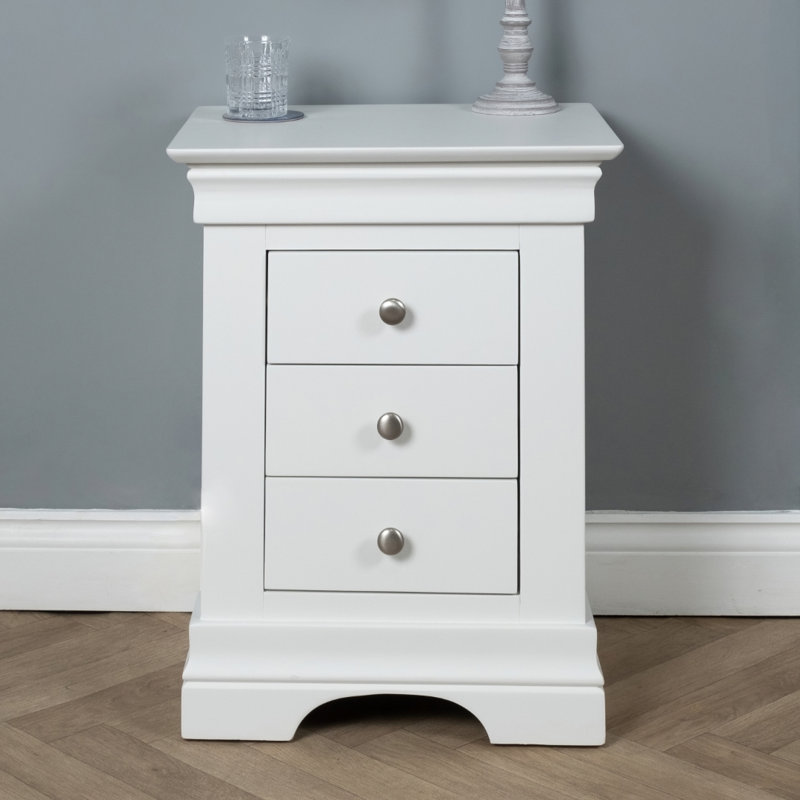 Alliber 50cm W Solid Wood Bedside Table, White