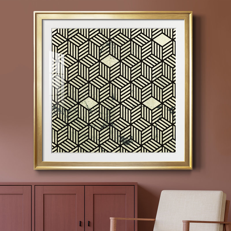 Boîte noire et blanche - impression encadrée, Doré, H 26,5 po x l 26,5 po x P 1,5 po