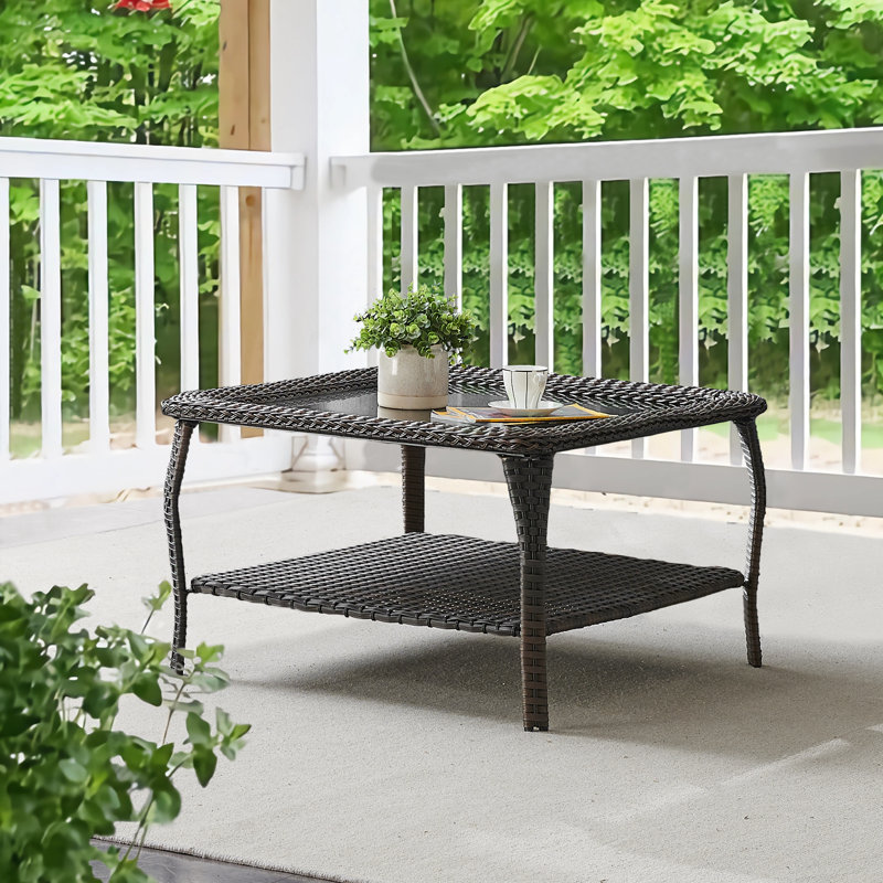 Square Metal Outdoor Coffee Table , 34'' in. W 35'' in. D, Brown