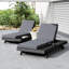 Méridienne en bois massif, coussin triple pliable gris foncé, 4 positions pour une assise extérieure confortable et un bain de soleil dans la cour